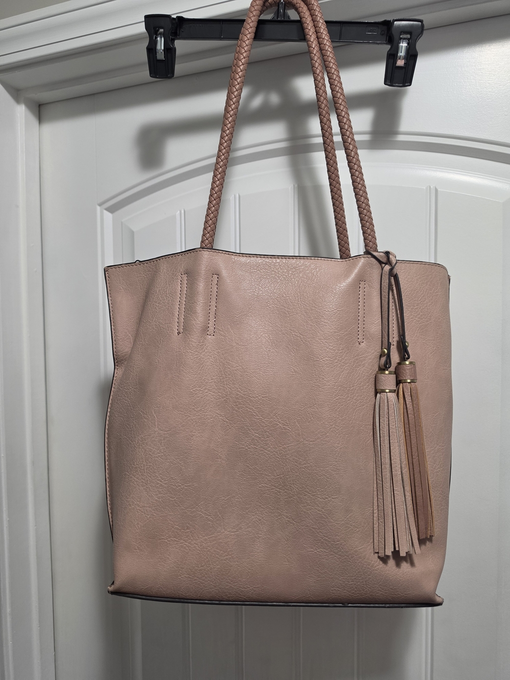 Women's Blush Tote Bag with Tassel Shoulder Straps. Made By Wonderly From BELK